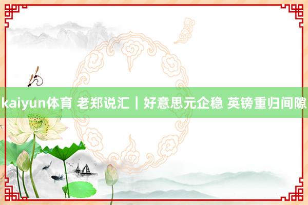 kaiyun体育 老郑说汇｜好意思元企稳 英镑重归间隙