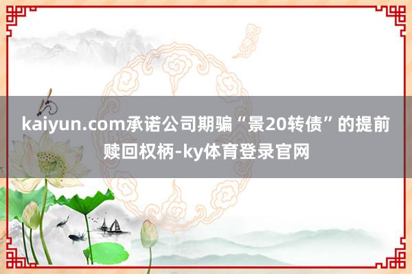 kaiyun.com承诺公司期骗“景20转债”的提前赎回权柄-ky体育登录官网