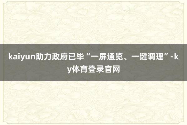 kaiyun助力政府已毕“一屏通览、一键调理”-ky体育登录官网